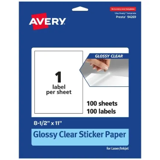 Avery Glossy Clear Rectangle Labels, 8.5" x 11" image {7}