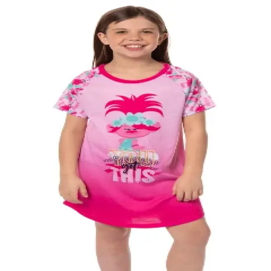 Girls' Dreamworks Trolls You Got This Poppy Nightgown Sleep Pajama Shirt Pink image {4}