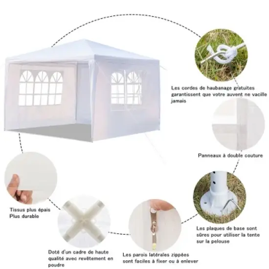 Karl Home | 10 Ft. X 10 Ft. White Iron-Framed PE-Clothed Party Tent With 3 Sidewalls image {1}