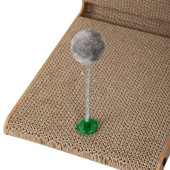 SEVOBAL Pet Scratcher, L-Shaped Cat Scratch Pad with Play Ball, Durable Scratching Board Indoor Cats, Brown, 15.4"*10.4"*23.2" image {4}