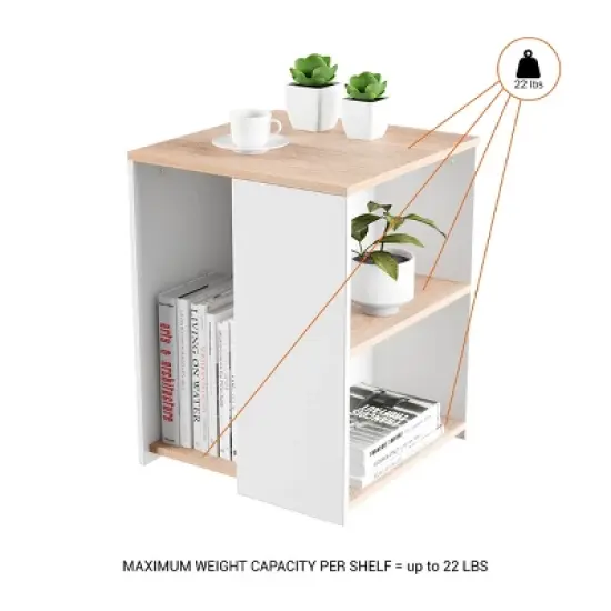 Hastings Home Minimalist Two-Toned Accent Side Table with Open Shelve, Brown/White image {5}