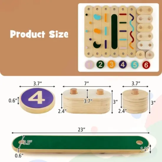 Costway Wooden Balance Beam w/ Stepping Stones Balance Board Toy Playset for 1+ Toddlers image {2}