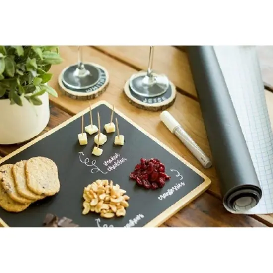 Kassa X-Large Chalkboard Wallpaper - Clear | 1.4ft x 8ft Adhesive Paper Roll | Includes 3 Markers & Eraser Cloth image {6}