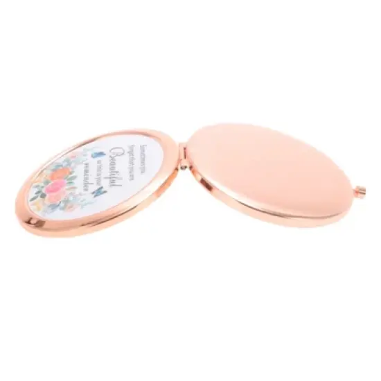 Unique Bargains Folding Makeup Mirror Rose Gold Tone 1 Pc image {4}
