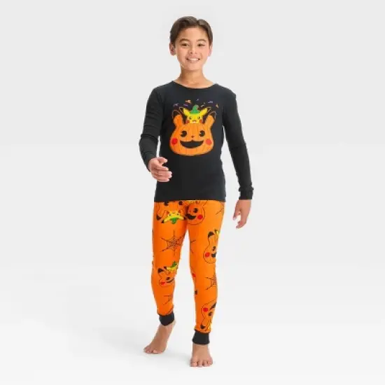 Boys' Pok&eacute;mon Pikachu Halloween 2pc Long Sleeve Pajama Set - Black/Orange image {2}