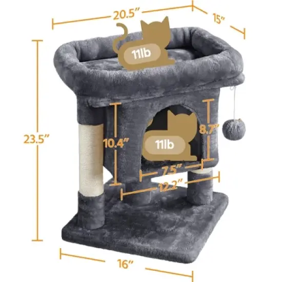 Yaheetech 23.5" Small Cat Tree Condo with Plush Perch image {1}
