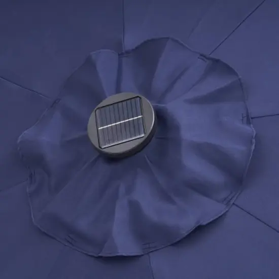 9' x 9' Solar LED Patio Umbrella with Tilt Adjustment and Crank Lift Navy - Wellfor image {2}