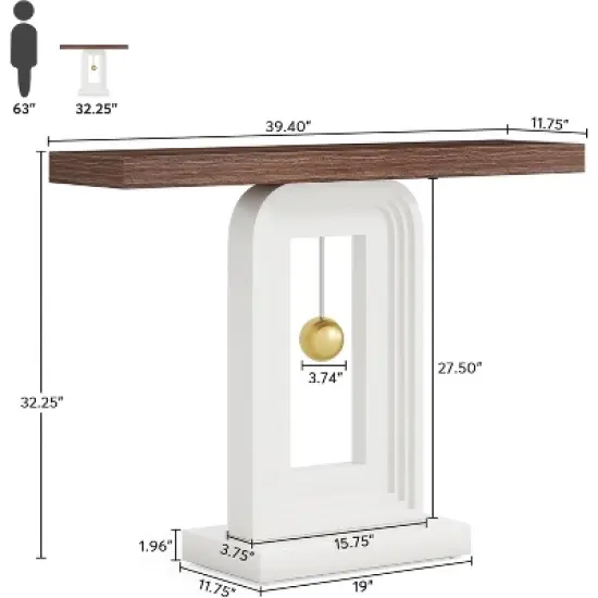 Tribesigns Modern 40 Inches Narrow Console Table with Pendulum Shape Base image {2}