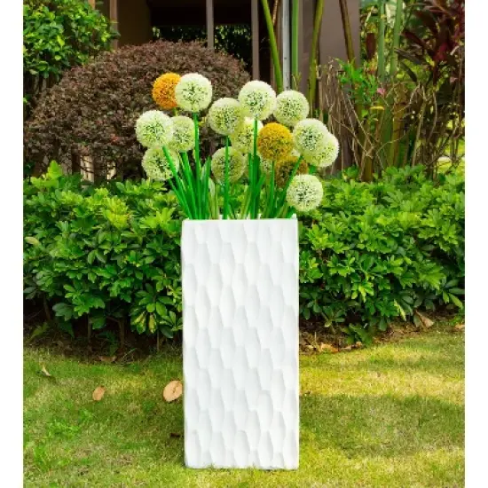 27.6" Kante Lightweight Concrete Retro Tall Rectangular Outdoor Planter White - Rosemead Home & Garden, Inc. image {2}