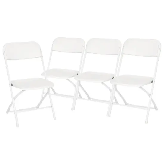 Emma and Oliver 4 Pack of All-Weather, Extra Wide Contoured Plastic Folding Chairs with Metal Frame and 650 lb. Static Weight Capacity image {12}