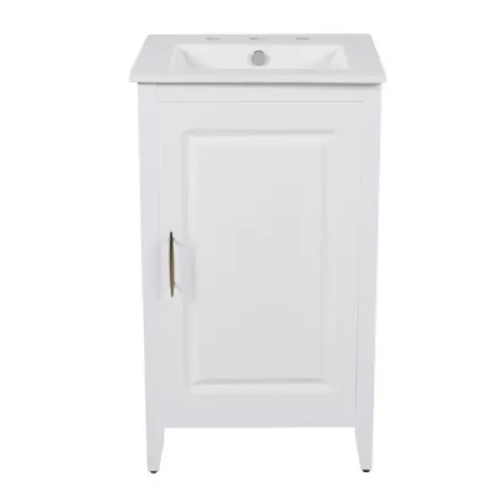 Christopher Knight Home Alonzo Modern 20" Bathroom Vanity with Ceramic Sink, Shelf and Drawer image {12}