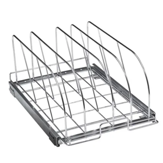 VEVOR Pan and Pot Rack, Expandable Pull Out Under Cabinet Organizer, Cookie Sheet Baking Pans tray Organization, Adjustable Wire Dividers image {8}