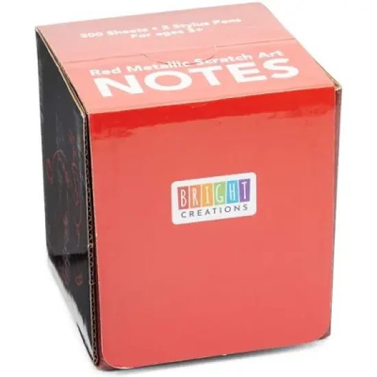Bright Creations 300 Pack Rainbow Scratch Off Notes with 2 Wood Styluses Sticks, Red (3.5 in) image {6}