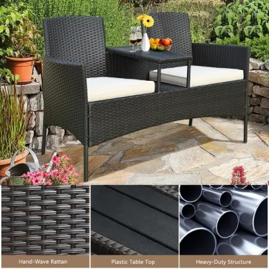 Tangkula Outdoor Rattan Furniture Wicker Conversation Chair patented image {3}