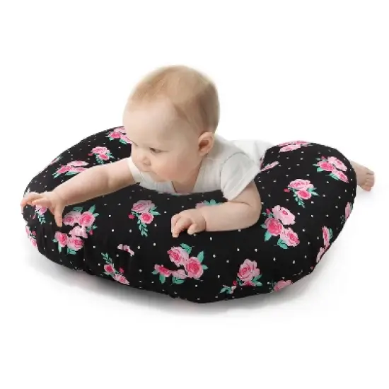 The Peanutshell Nursing Pillow for Breastfeeding, Black Floral image {2}