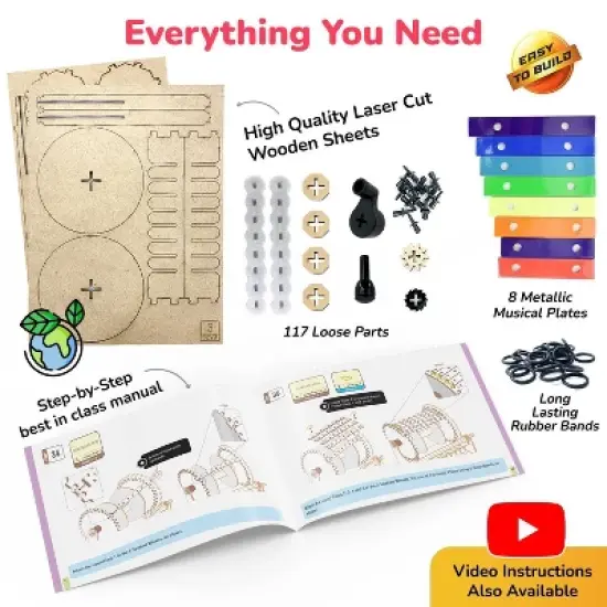 Smartivity Music Machine STEM Toy: Creative Engineering Set for Kids, Includes 237 MDF Pieces for Fine Motor Skills image {5}