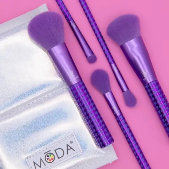 MODA Brush Keep It Classy Metallic Purple Face Flip Makeup Brush Sets- 6pc image {9}