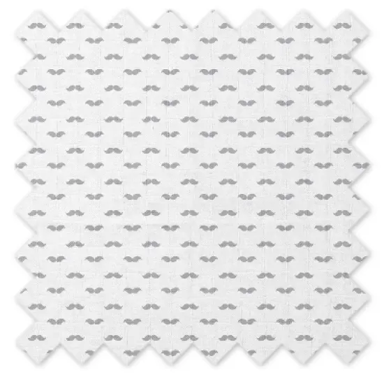 Bacati - Mustache/Plus Muslin 4 pc set of Bibs & Burp Cloths Set, Gray image {3}