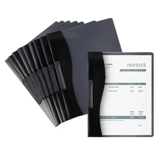 Juvale 10 Pack Clear Report Covers with Sliding Bar and Swing Clip for Letter Size Documents, Presentation, Black, 9x11 inches image {8}