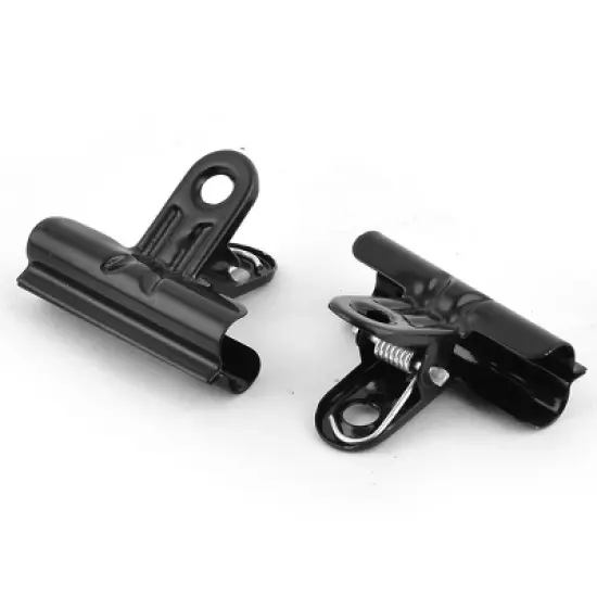 Unique Bargains Office Stationery Metal Documents Papers Clamps Binder Bulldog Clip Black 4pcs image {2}