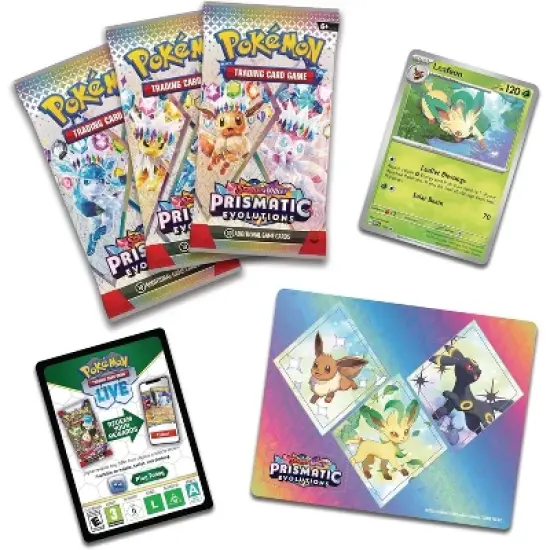 Pokemon TCG: Scarlet & Violet&mdash;Prismatic Evolutions Tech Sticker Collection &ndash; Leafeon (1 Foil Promo Card & 3 Booster Packs) image {1}