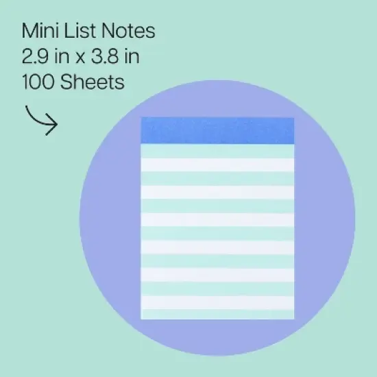Noted by Post-it Mini List Notes Mint Green image {1}
