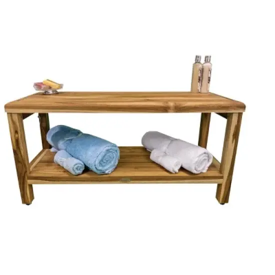 EcoDecors&reg; Eleganto&reg; 36" Teak Wood Shower Bench with Shelf in EarthyTeak&reg; Finish image {9}