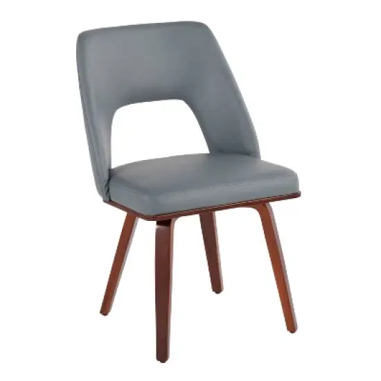 Set of 2 Triad Bamboo/Faux Leather Upholstered Dining Chairs Walnut/Gray - LumiSource image {1}