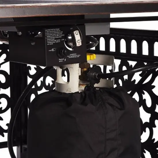 5pc Set with 48" Rectangular Outdoor Aluminum Fire Table & Four Swivel Rocking Chairs & Wind Blocker Lid - Oakland Living image {8}