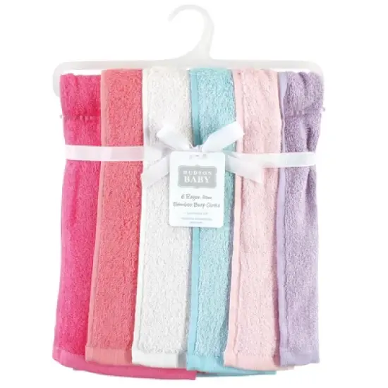 Hudson Baby Infant Girl Rayon from Bamboo Burpcloth 6pk, Pink Lilac, One Size image {1}