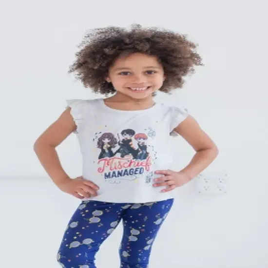 Harry Potter Ron Weasley Hermione Girls T-Shirt Tank Top Leggings Dolphin Shorts 4 Piece Outfit Set Little Kid to Big Kid  image {3}