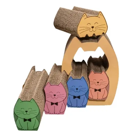 THE LICKER STORE Kazoku Modern Cardboard 5-in-1 Family Cat Cave Scratcher with Catnip and Pull-Out Design image {9}
