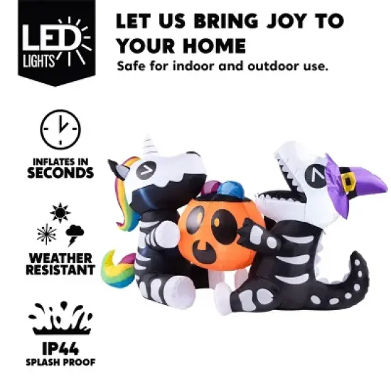 Joyfy 6 FT Long Halloween Inflatables Outdoor Decorations, Inflatable Skeleton Unicorn and Dinosaur with Pumpkin for Party Yard Garden Lawn Decoration image {2}