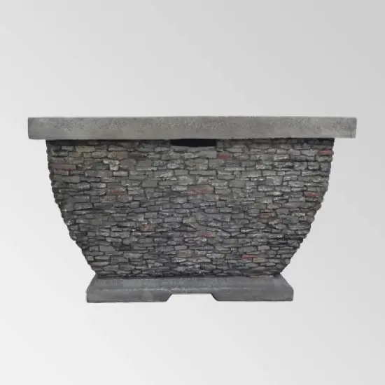 Mia Outdoor Wood Burning Lightweight Concrete Square Fire Pit - Gray - Christopher Knight Home image {3}