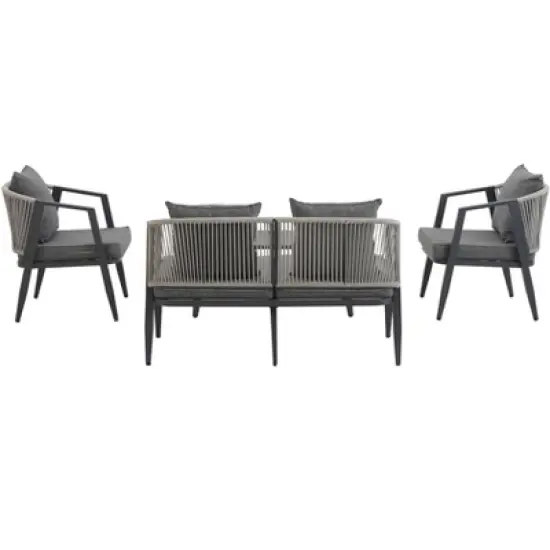 FIONECA U_STYLE Durable Outdoor Seating Set with Gray Cushions &uml;C Comfortable Patio Furniture for Garden, Lawn, and Poolside image {5}