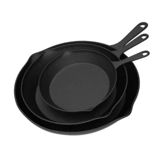 Frying Pans-Set of 3 Cast Iron Pre-Seasoned Nonstick Skillets in 10, 8, 6- Cook Eggs, Meat, Pancakes, and More-Kitchen Cookware by Home-Complete image {5}