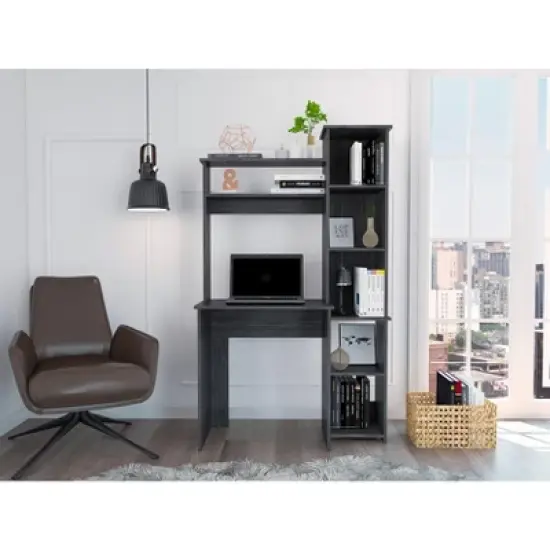 NicBex Computer Desk with Storage Hutch,Office Desk with 2 Shelves,Gaming Desk with 5 Open Compartments,Work Desk for Home Office image {7}