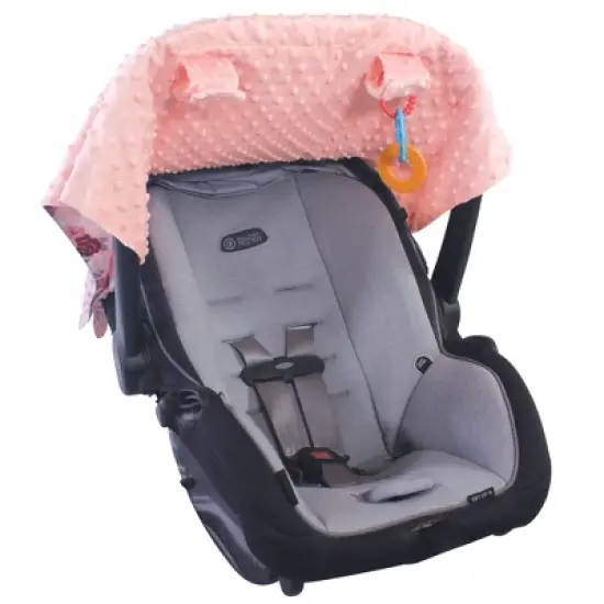 Hudson Baby Infant Girl Reversible Car Seat and Stroller Canopy, Blush Floral, One Size image {3}