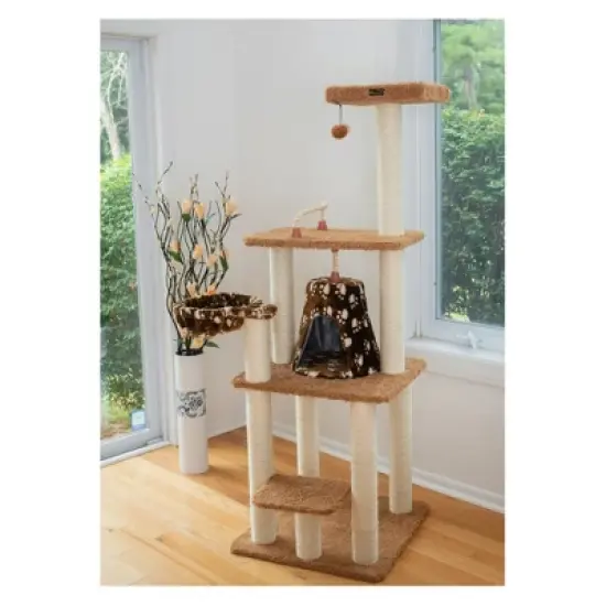 Armarkat Brown Carpet Real Wood Cat Furniture, Pressed Wood Kitty Tower, A6403 image {2}
