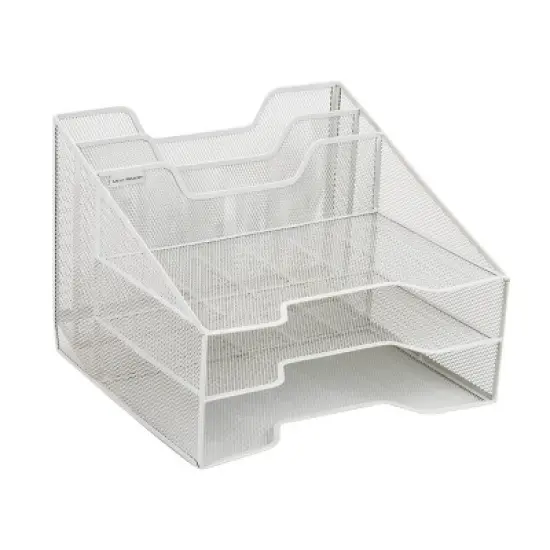 Mind Reader Network Collection 3 Tier 5 Compartment Desktop Organizer Metal Mesh White: Office & Desk Organization Supplies image {5}
