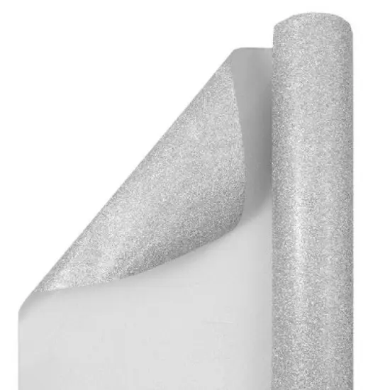 JAM PAPER Silver Glitter Gift Wrapping Paper Roll - 1 pack of 25 Sq. Ft. image {5}