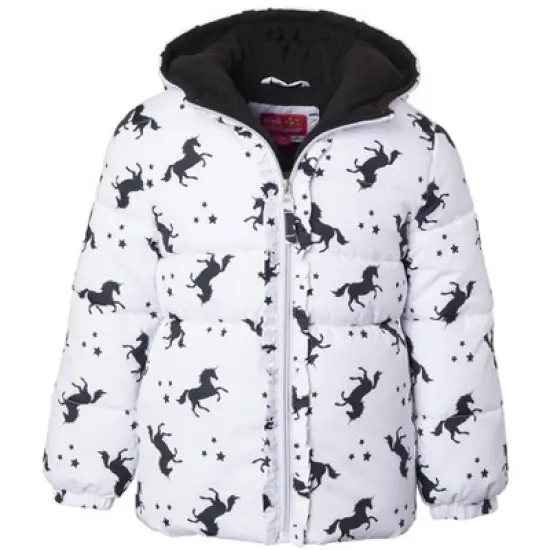 Pink Platinum Girls' Unicorn Puffer Jacket image {3}