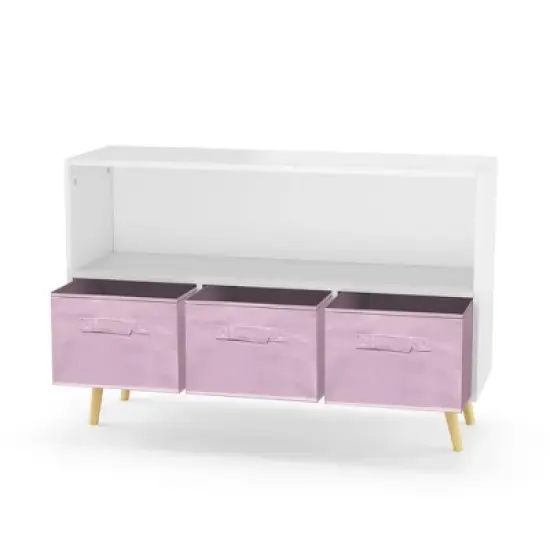 Kids Bookcase with Collapsible Fabric Drawers, Children's Book Display, Toy Storage Cabinet Organizer-ModernLuxe image {5}