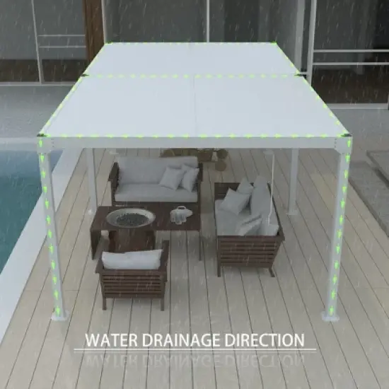 Aoodor Aluminum Pergola Rainproof Gazebo Patio Sun Shade Shelter with Adjustable Roof-White image {6}