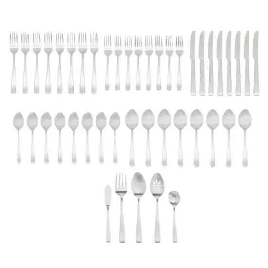 Godinger Silver 45pc Wayland Matte Stainless Steel Flatware Set: Service for 8, Dishwasher-Safe, Includes Serving Fork & Spoons image {3}