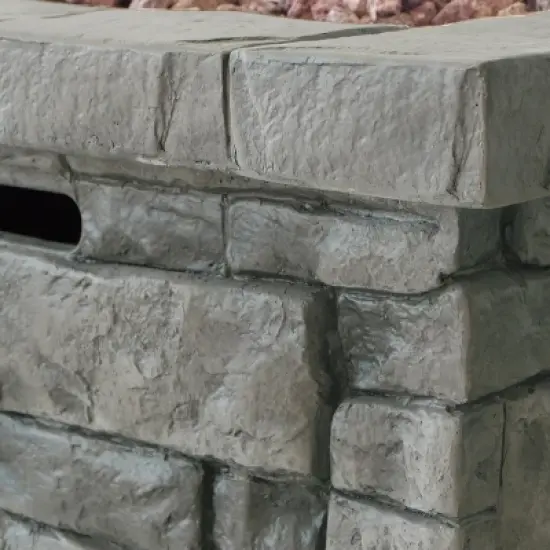 GDFStudio Hillcrest Outdoor 40,000 BTU Lightweight Concrete Square Fire Pit Table, Gray image {6}