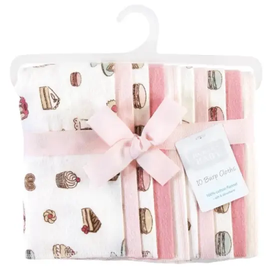 Hudson Baby Infant Girl Cotton Flannel Burp Cloths, Sweet Bakery, One Size image {1}
