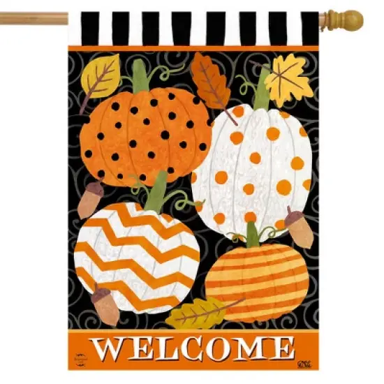 Fall Celebration Pumpkins House Flag 40" x 28" Briarwood Lane image {1}