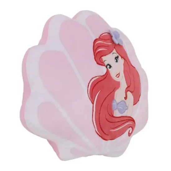 Disney Ariel Watercolor Wishes Pink and White Seashell Decorative Pillow image {1}