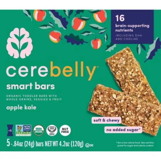 Cerebelly Organic Apple Kale Smart Snack Bars - 4.2oz/5pk image {4}